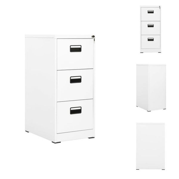 Vidaxl Armadio Per Archiviazione Bianco 46X62X102,5 Cm In Acciaio - Armadi Per Archiviazione-image