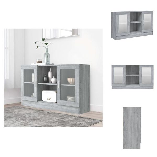 Vidaxl Vetrina Grigia Sonoma 120X30,5X70 Cm In Legno - Credenze-image