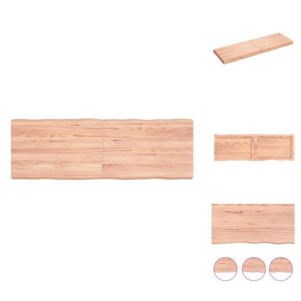 Vidaxl Piano Da Tavolo 120X40X(2-6) Cm In Legno Massiccio Trattato Con Bordo Ad Albero - Piani Da Tavolo-image