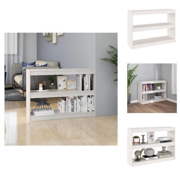 Vidaxl Libreria Divisoria Bianca 100X30X71,5 Cm In Legno Di Pino Massiccio - Librerie & Librerie-image