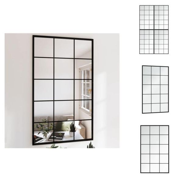 Vidaxl Specchio Da Parete 4 Pezzi Nero 100X60 Cm In Metallo - Specchio-image