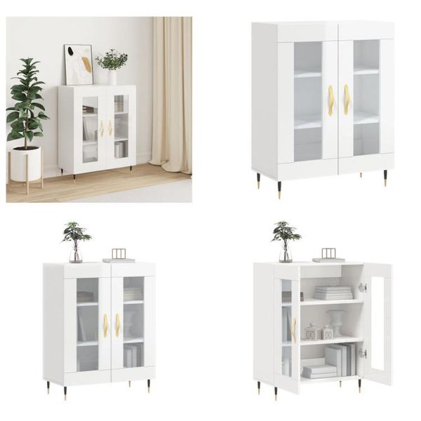 Vidaxl Credenza Bianca Lucida 69,5X34X90 Cm In Legno - Credenza - Credenza - Armadio - Armadio Portaoggetti-image
