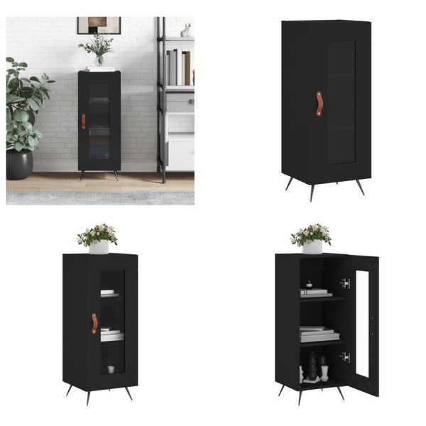 Vidaxl Credenza Nera 34,5X34X90 Cm Materiale A Base Di Legno - Credenza - Credenza - Armadio - Armadio Portaoggetti-image