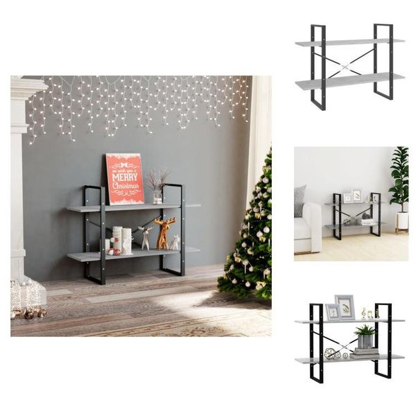 Vidaxl Libreria 2 Scomparti Grigio Cemento 100X30X70 Cm In Legno - Librerie E Scaffalature-image