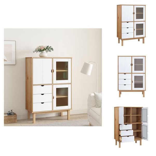 Vidaxl Credenza Otta Brown&White 85X43X125 Cm Pino Massiccio - Credenze-image