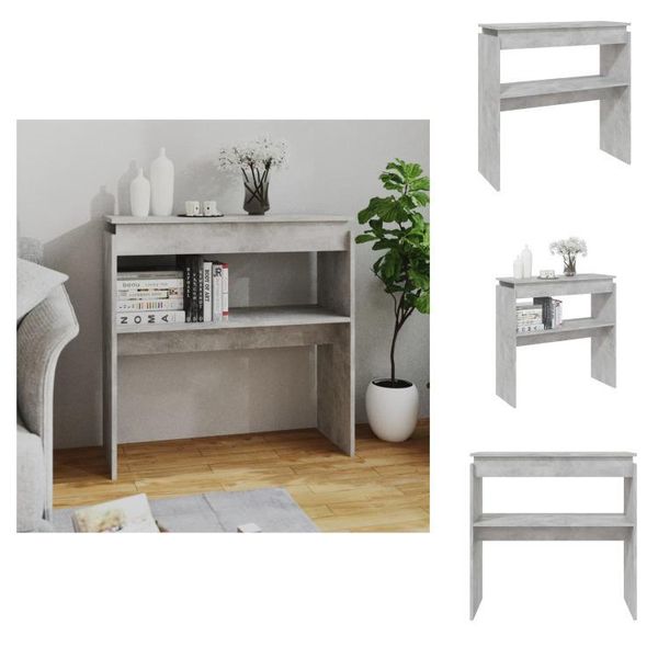 Vidaxl Consolle Grigio Cemento 80X30X80 Cm Materiale A Base Di Legno - Tavolini-image