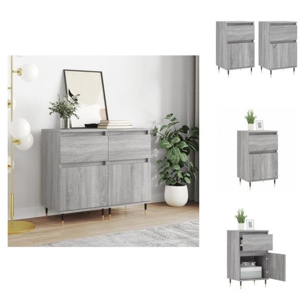 Vidaxl Credenze 2 Pz. Grigio Sonoma 40X35X70 Cm Materiale A Base Di Legno - Credenze-image