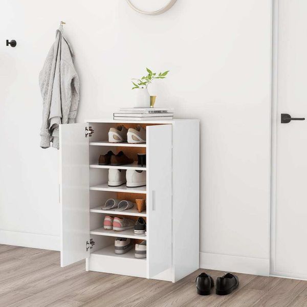 The Living Store Scarpiera Bianca 60X35X92 Cm Materiale Legno-image