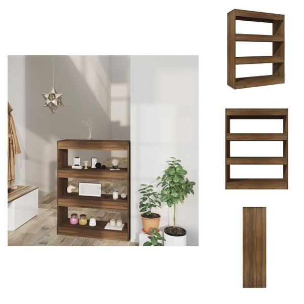 Vidaxl Libreria/Divisorio Per Camera In Rovere Marrone 80X30X103 Cm Materiale A Base Di Legno - Librerie E Scaffalature-image