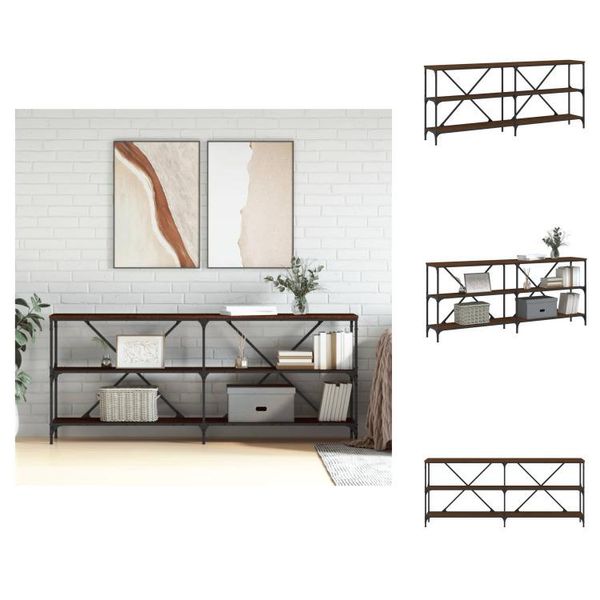 Vidaxl Tavolo Consolle In Rovere Marrone 180X30X75 Cm In Legno E Ferro - Tavolini-image