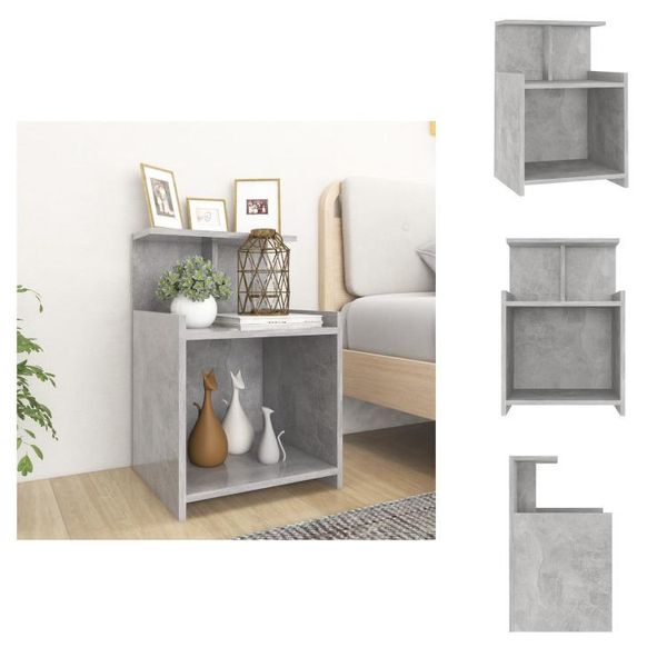 Vidaxl Comodino Grigio Cemento 40X35X60 Cm Materiale Legno - Comodini-image