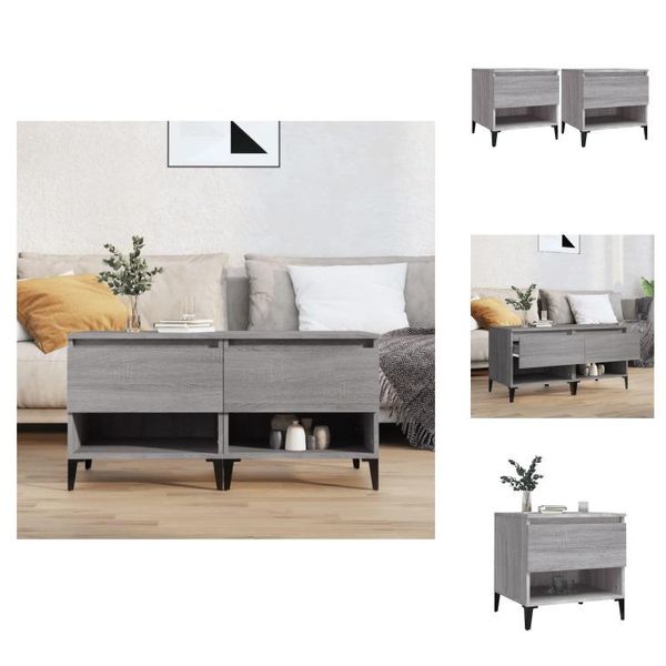 Vidaxl Tavolini 2 Pz. Grigio Sonoma 50X46X50 Cm Materiale A Base Di Legno - Tavolini-image