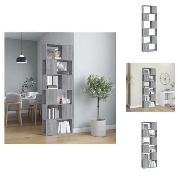 Vidaxl Libreria/Divisorio Grigio Sonoma 60X24X186 Cm - Librerie E Scaffalature-image