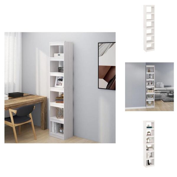 Vidaxl Libreria/Divisorio Bianco 40X30X199 Cm In Legno Di Pino Massiccio - Librerie E Scaffalature-image