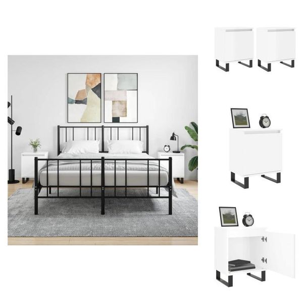 Vidaxl Comodini 2 Pz. Bianco Lucido 40X30X50 Cm Materiale A Base Di Legno - Comodini-image