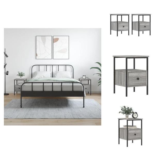 Vidaxl Comodini 2 Pz. Grigio Sonoma 34X36X50 Cm Materiale A Base Di Legno - Comodini-image