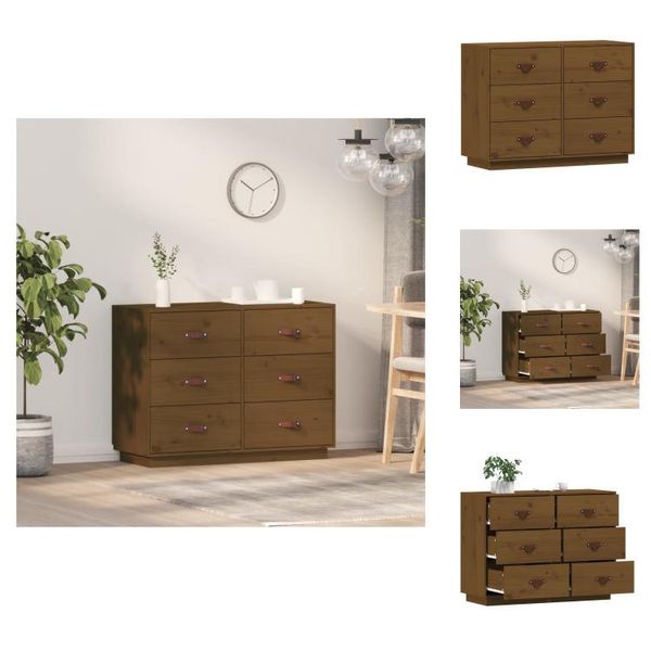 Vidaxl Credenza Marrone Miele 100X40X75 Cm In Legno Di Pino Massiccio - Credenze-image