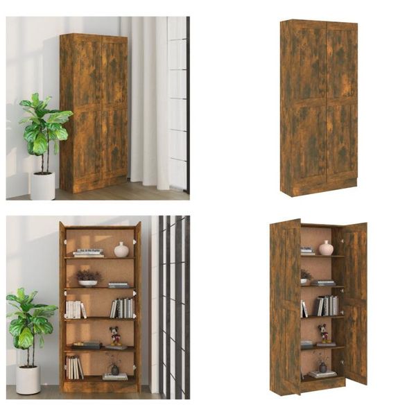 Vidaxl Mobile Da Bagno In Rovere Fumé 82,5X30,5X185,5 Cm In Legno - Libreria - Librerie - Scaffale - Porta Libri-image