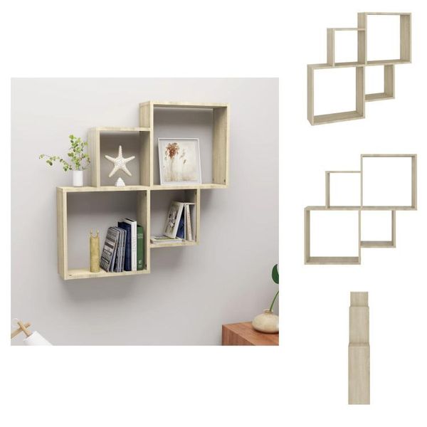 Vidaxl Scaffale A Cubo In Rovere Sonoma 80X15X78,5 Cm In Legno - Mensole A Muro-image