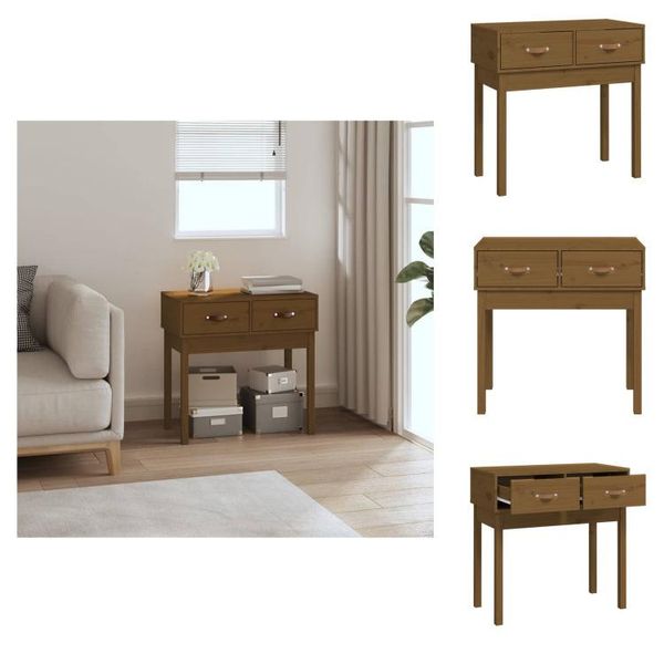 Vidaxl Consolle Marrone Miele 76,5X40X75 Cm In Legno Di Pino Massiccio - Tavoli Laterali-image