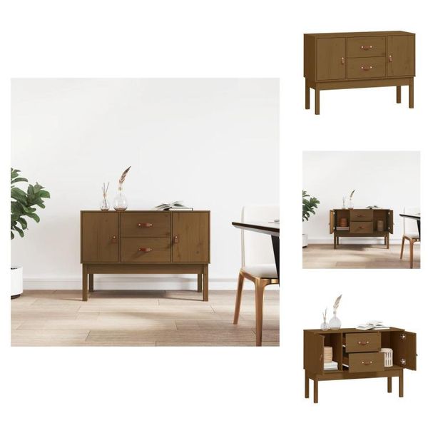 Vidaxl Credenza Marrone Miele 110X40X78 Cm Pino Massiccio - Credenze-image