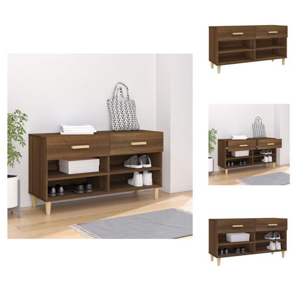 Vidaxl Scarpiera Marrone Effetto Rovere 102X35X55 Cm Materiale Legno - Scarpiere E Armadietti-image