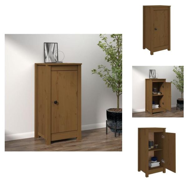 Vidaxl Credenza Marrone Miele 40X35X80 Cm In Legno Di Pino Massiccio - Credenze-image