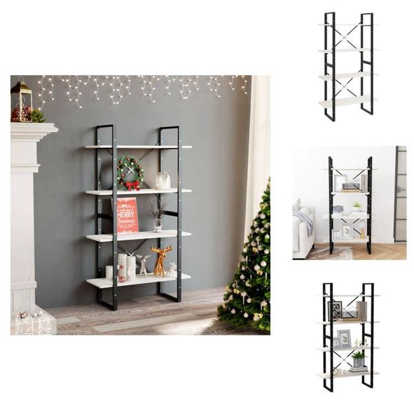 Vidaxl Libreria 4 Scomparti Bianca 80X30X140 Cm In Legno Massiccio Di Pino - Librerie E Scaffalature-image
