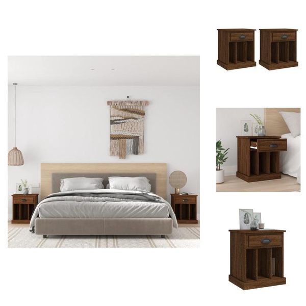 Vidaxl Comodini 2 Pz. Aspetto Rovere Marrone 43X36X50 Cm - Comodini-image