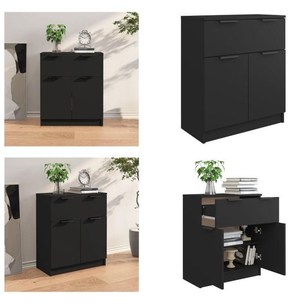 Vidaxl Credenza Nera 60X30X70 Cm Materiale A Base Di Legno - Credenza - Credenza - Armadio - Armadio Portaoggetti-image