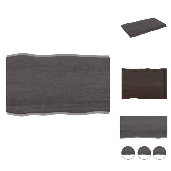 Vidaxl Piano Da Tavolo 80X50X(2-6) Cm In Legno Massiccio Trattato Bordo Albero - Piani Da Tavolo-image