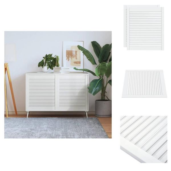 Vidaxl Armadio Ante A Persiana Design 2 Pz. Bianco 69X59,4 Cm In Legno Massiccio - Ante Armadio-image