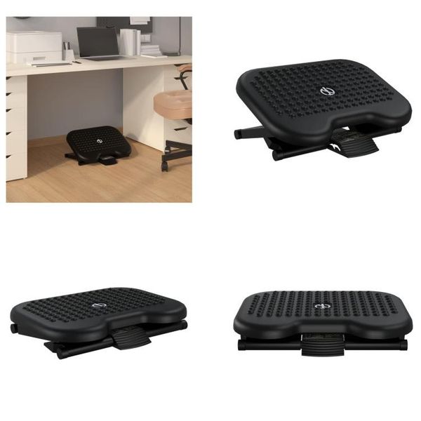 Vidaxl Poggiapiedi Nero 46X34,5X11 Cm - Poggiapiedi - Poggiapiedi In Plastica - Poggiapiedi Da Ufficio-image