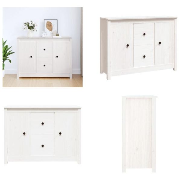 Vidaxl Credenza Bianca 100X35X74 Cm In Legno Massiccio Di Pino - Credenza - Credenze - Cassettiere - Credenza-image