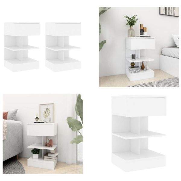 Vidaxl Comodini 2 Pz. Bianco 40X35X65 Cm Materiale A Base Di Legno - Comodino - Comodini - Cassettiera Da Letto - Cassettiere Da Letto-image