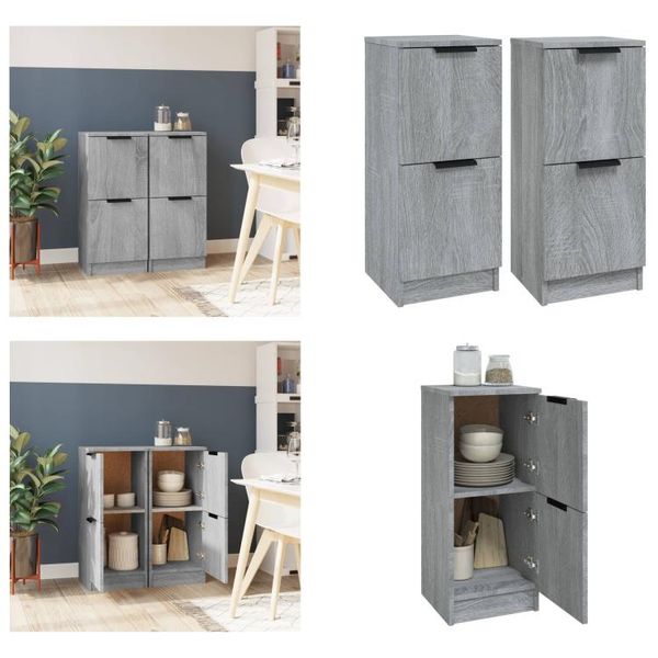 Vidaxl Credenze 2 Stk. Grau Sonoma 30X30X70 Cm Holzwerkstoff - Credenza - Credenze - Schrank - Lagerschrank-image