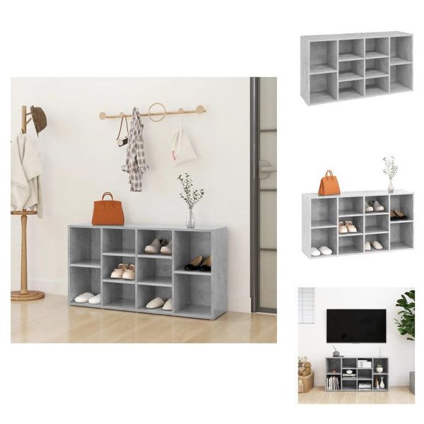 Vidaxl Panca Per Scarpe In Cemento Grigio 103X30X54,5 Cm Materiale A Base Di Legno - Scarpiere E Armadietti-image