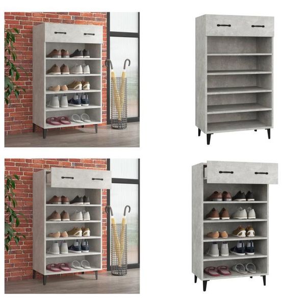 Vidaxl Scarpiera Grigio Cemento 60X35X105 Cm In Legno - Scarpiera - Ripiani Per Scarpe - Armadio Per Scarpe - Armadio Per Scarpe-image