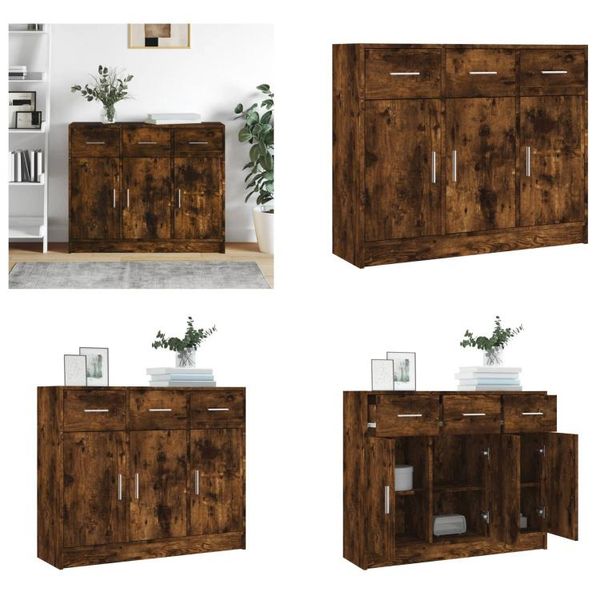 Vidaxl Credenza In Rovere Affumicato 91X28X75 Cm Materiale A Base Di Legno - Credenza - Credenze - Cassettiera - Credenza-image
