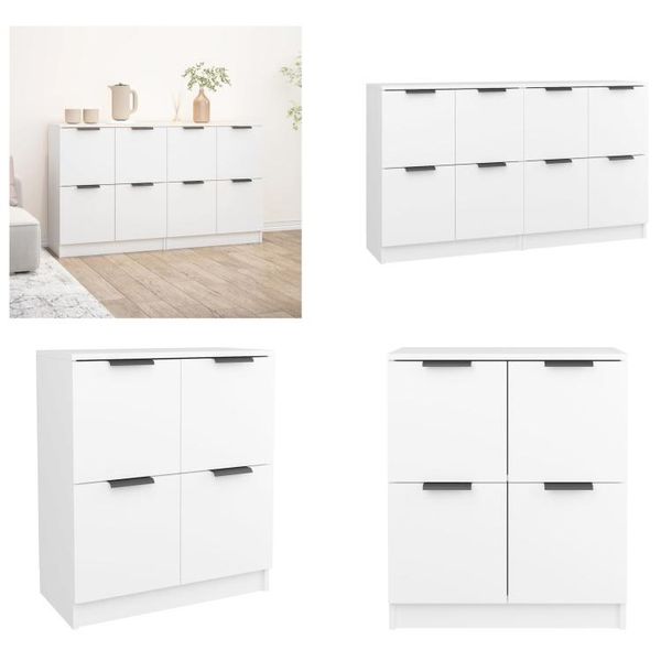 Vidaxl Credenze 2 Pz. Bianco 60X30X70 Cm Materiale A Base Di Legno - Credenza - Credenze - Armadio - Armadio Portaoggetti-image
