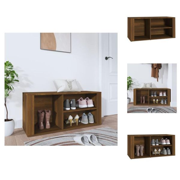 Vidaxl Portascarpe Marrone Look Rovere 100X35X45 Cm Materiale A Base Di Legno - Portascarpe E Armadietti-image