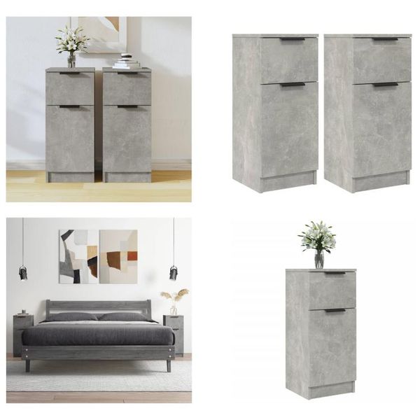 Vidaxl Credenze 2 Pz. Grigio Cemento 30X30X70 Cm Materiale A Base Di Legno - Credenza - Credenze - Madia - Credenza-image