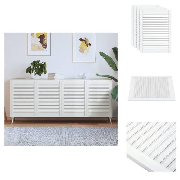 Vidaxl Armadio Ante A Persiana Design 4 Pz. Bianco 69X49,4 Cm In Legno Massiccio - Ante Armadio-image
