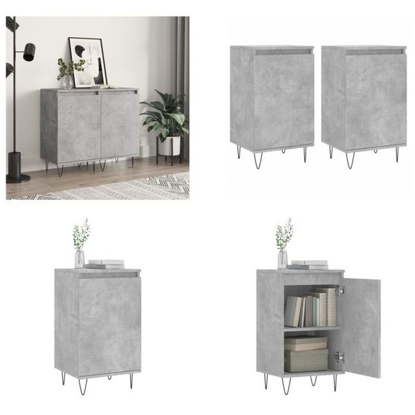 Vidaxl Credenze 2 Pz. Grigio Cemento 40X35X70 Cm Materiale A Base Di Legno - Credenza - Credenze - Armadio - Armadio Portaoggetti-image