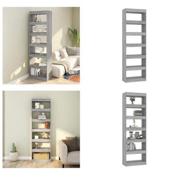 Vidaxl Libreria/Divisorio Per Ambienti Grigio Sonoma 60X30X198 Cm - Libreria - Scaffali Per Libri - Libreria - Scaffale Di Stoccaggio-image