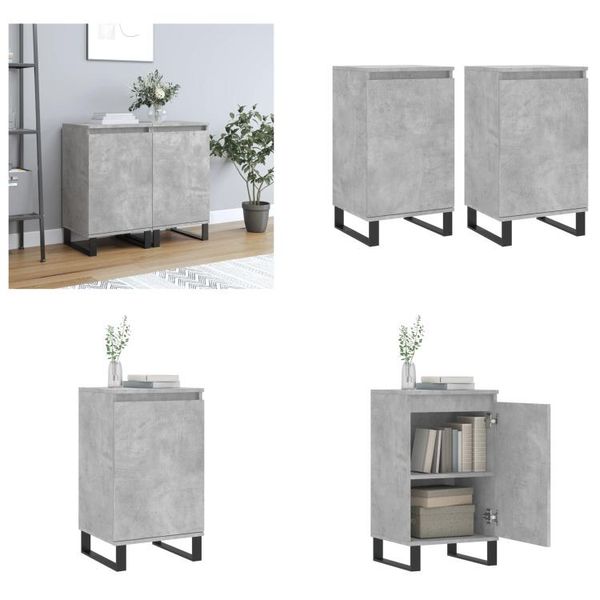 Vidaxl Credenze 2 Pz. Grigio Cemento 40X35X70 Cm Materiale A Base Di Legno - Credenza - Credenze - Armadio - Armadio Portaoggetti-image