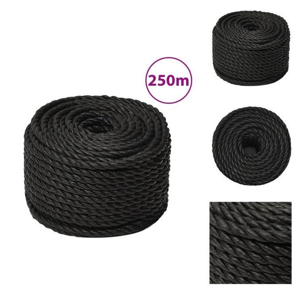 Vidaxl Corda Da Lavoro Nera 14 Mm 250 M In Polipropilene - Corde-image