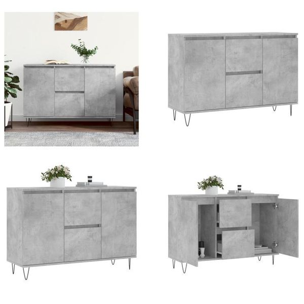 Vidaxl Credenza Grigio Cemento 104X35X70 Cm Materiale A Base Di Legno - Credenza - Credenze - Cassettiera - Credenza-image
