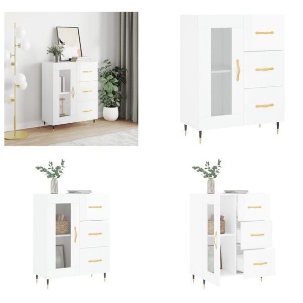 Vidaxl Credenza Bianca Lucida 69,5X34X90 Cm In Legno - Credenza - Credenze - Armadio - Credenza-image