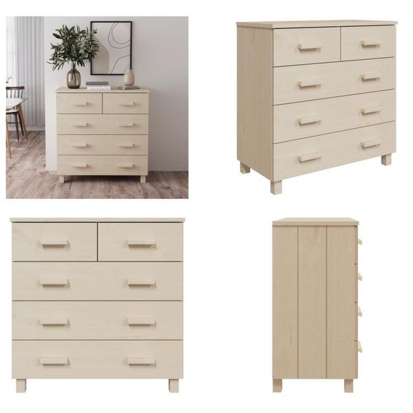 Vidaxl Credenza Hamar Marrone Miele 79X40X80 Cm Pino Massello - Credenza - Credenze - Credenza In Legno - Credenza In Legno Massello-image